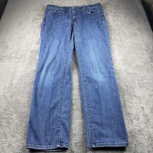 Levi 505 Straight Leg Jeans Womens 16 Long Blue Medium Wash Denim Mid Rise